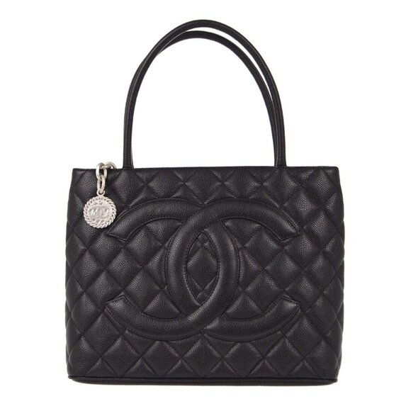Chanel Black Caviar Medallion Tote Handbag - Picture 1 of 9